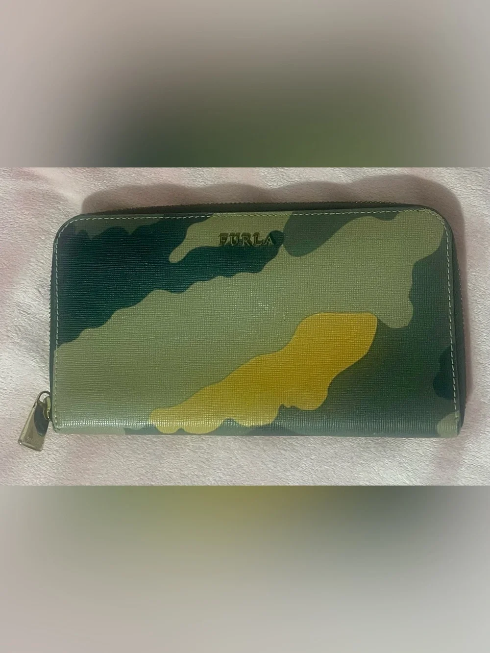 Furla Green and Yellow Camouflage Wallet